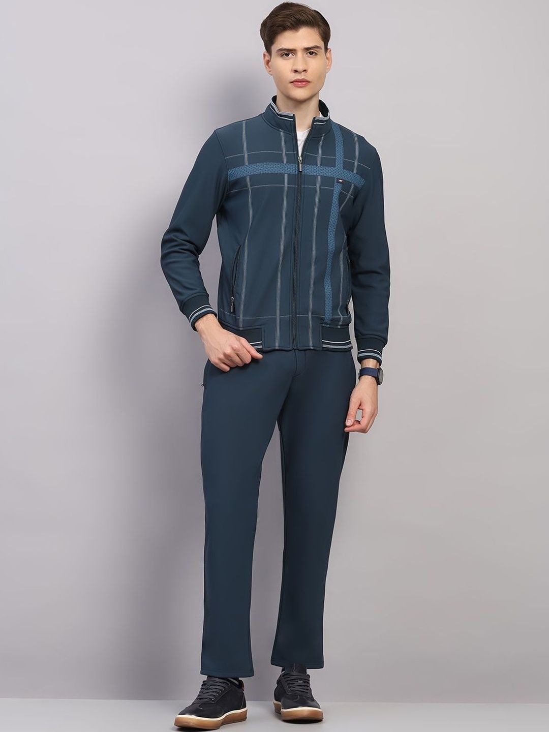 Monte Carlo Men Checked Mock Collar Tracksuit-image-39