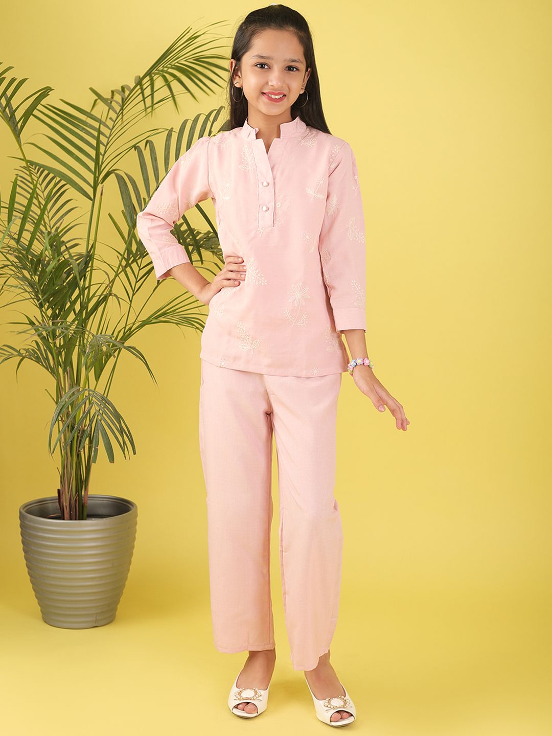 Sangria Girls Embroidered Kurti & Trousers-picture-48