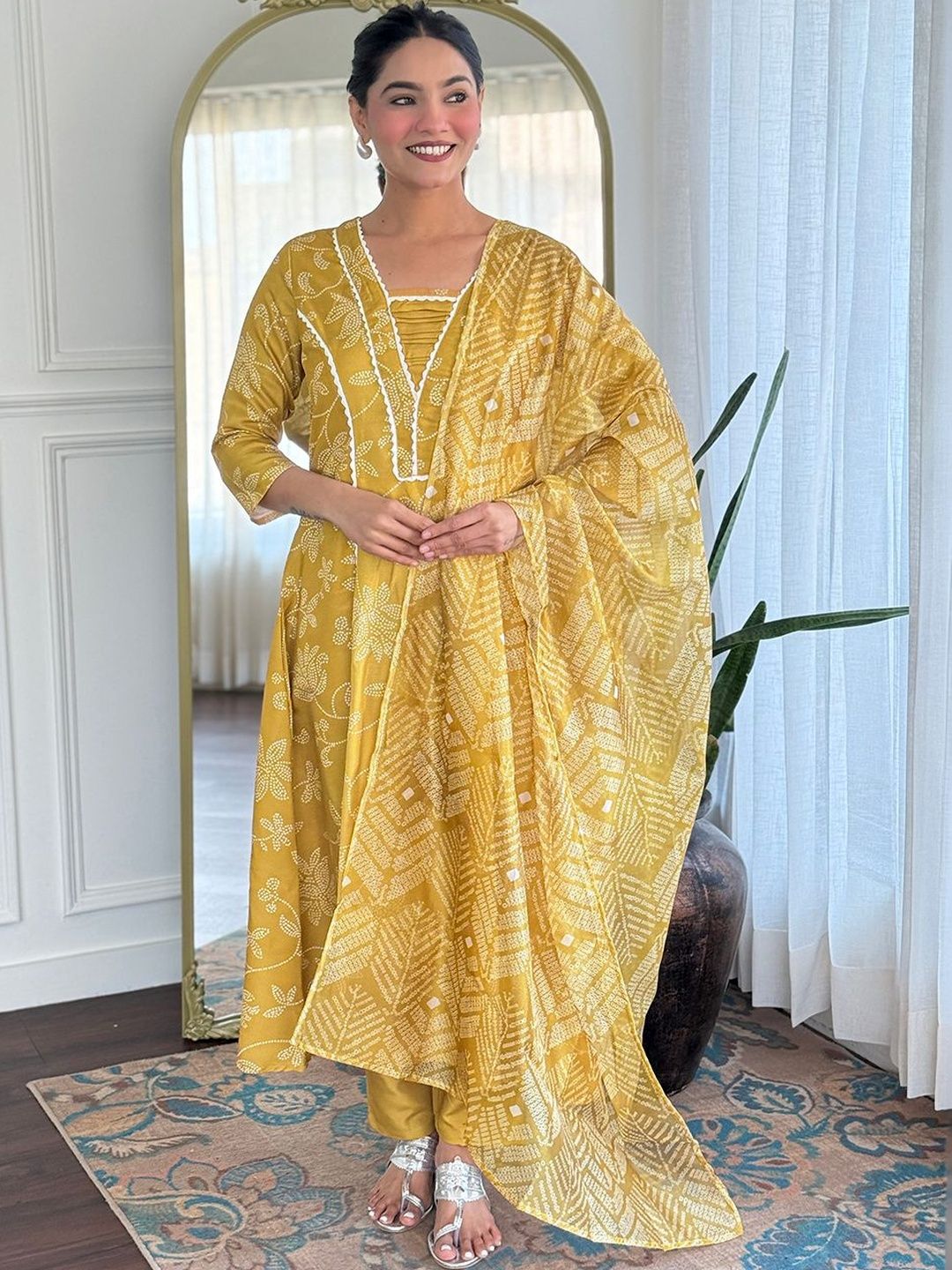 J.KANJI Women Floral Printed Regular Kurta with Trousers & With Dupatta-picture-20