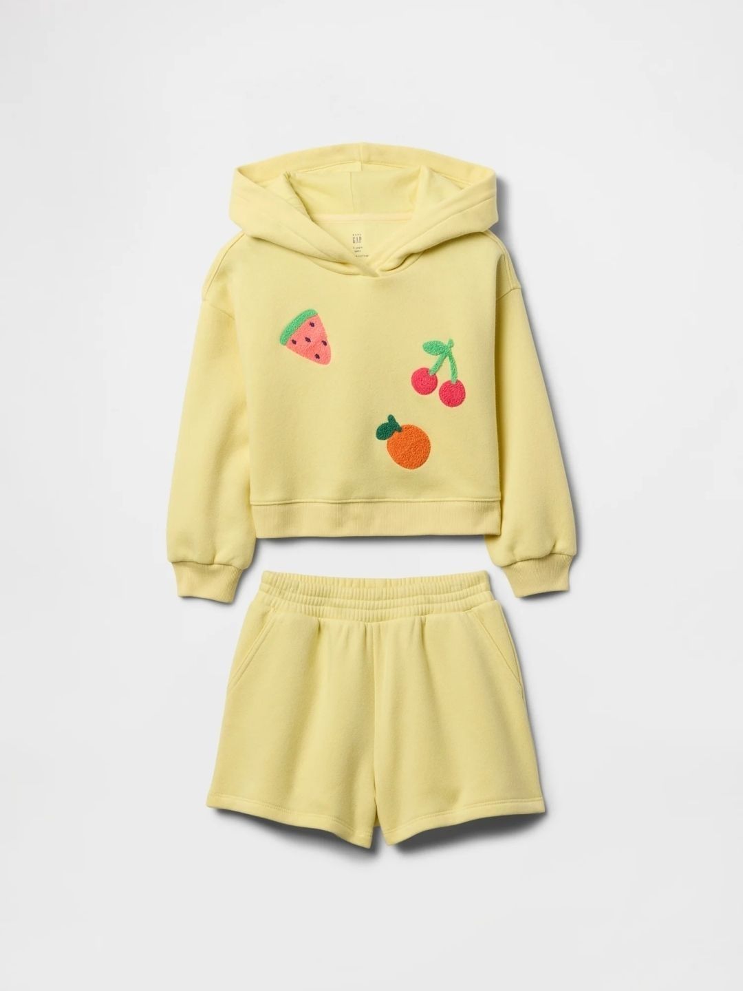 GAP Girls Embroidered Pure Cotton Hooded Sweatshirt & Shorts Clothing Set-picture-20