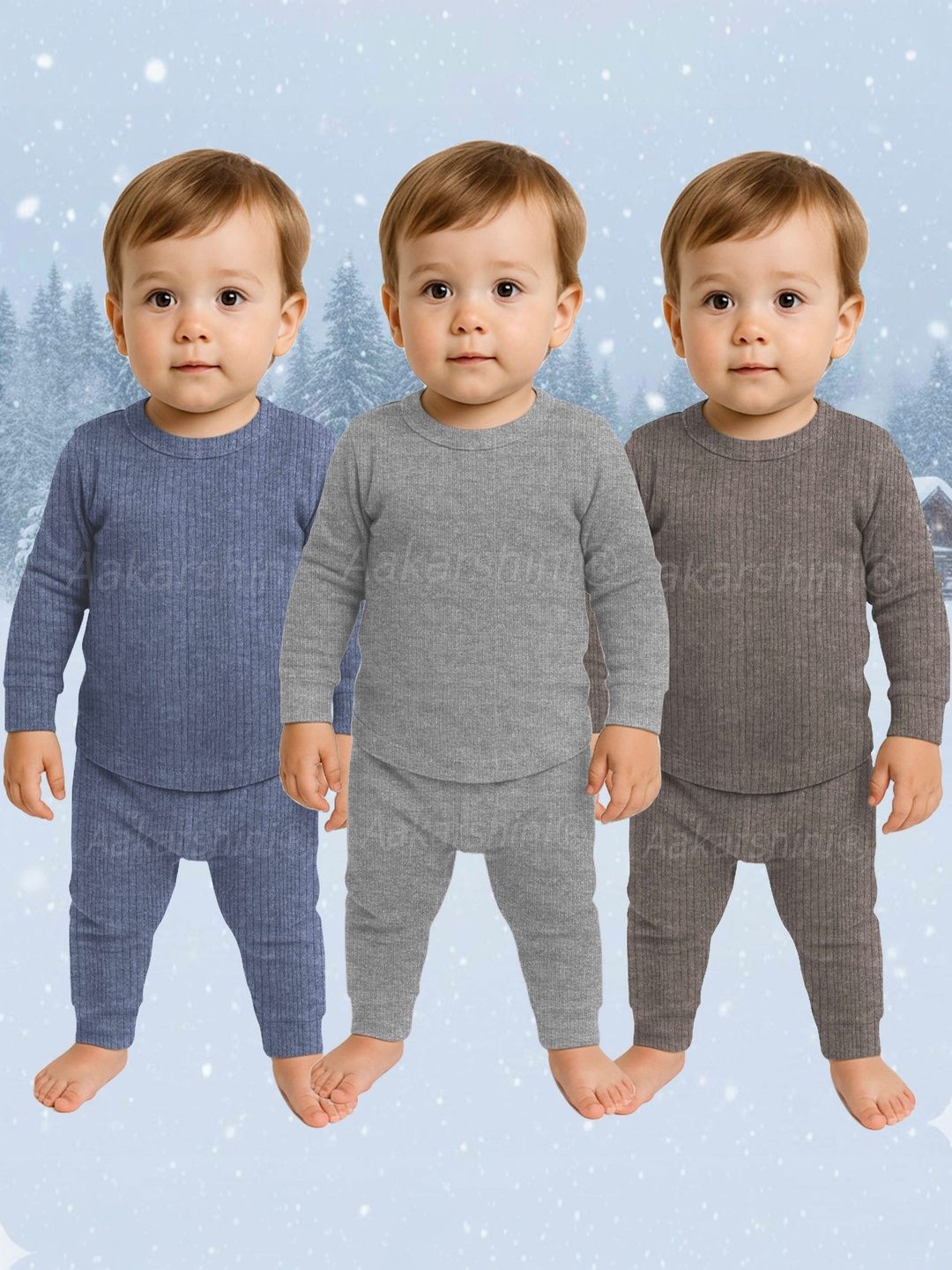 Aakarshini Kids Pack Of 3 Round Neck Thermal Set-picture-48