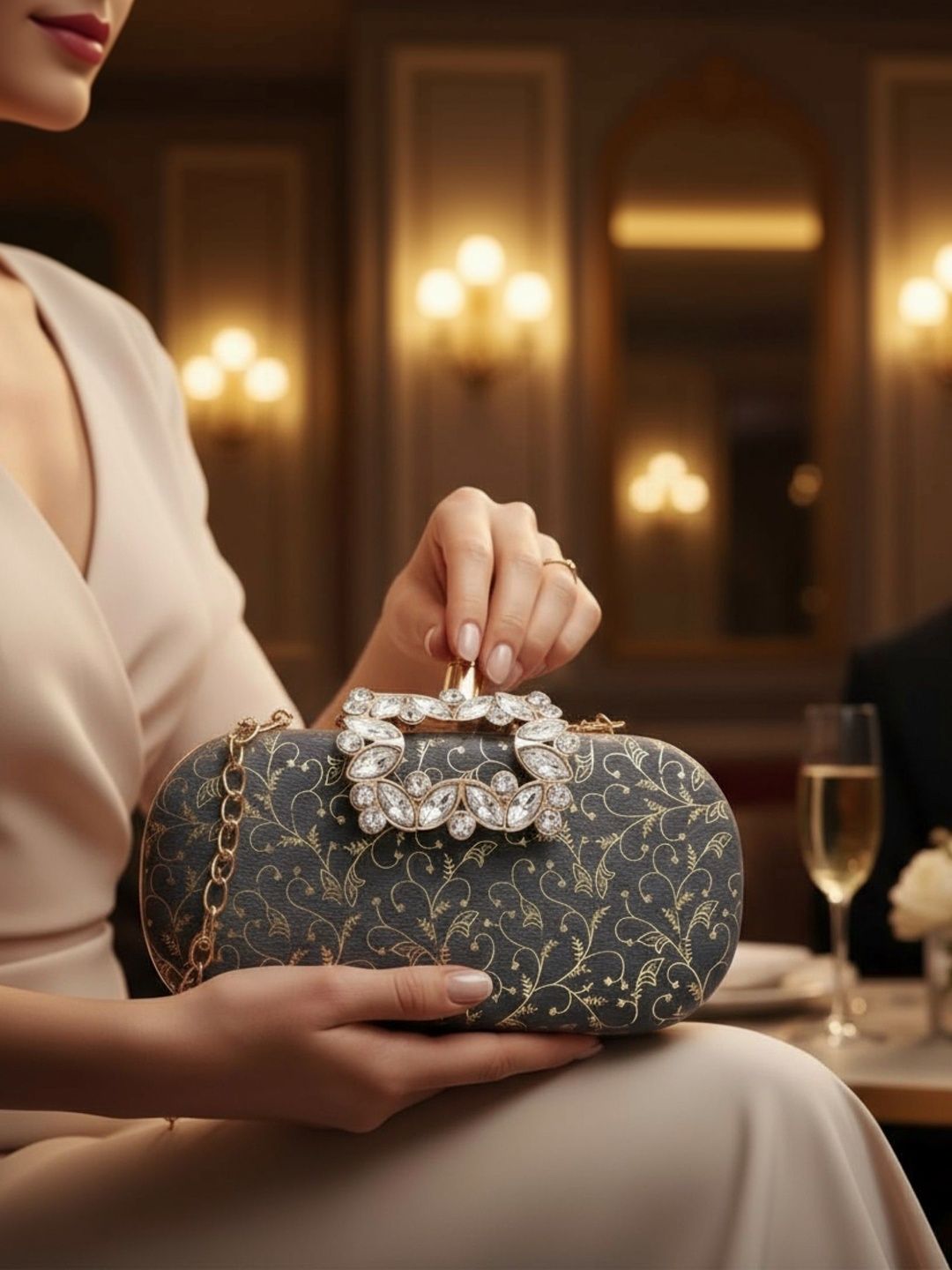 FOR THE BEAUTIFUL YOU Printed Buckle Detail Box Clutch-picture-36