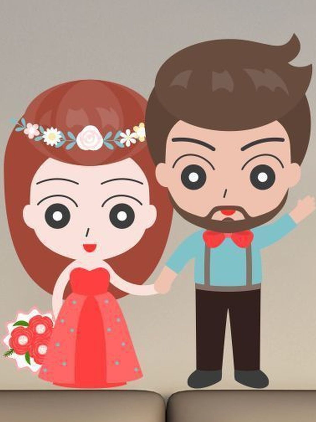 Sai Designs Red & Blue Cute Little Couple Wall Sticker-picture-25