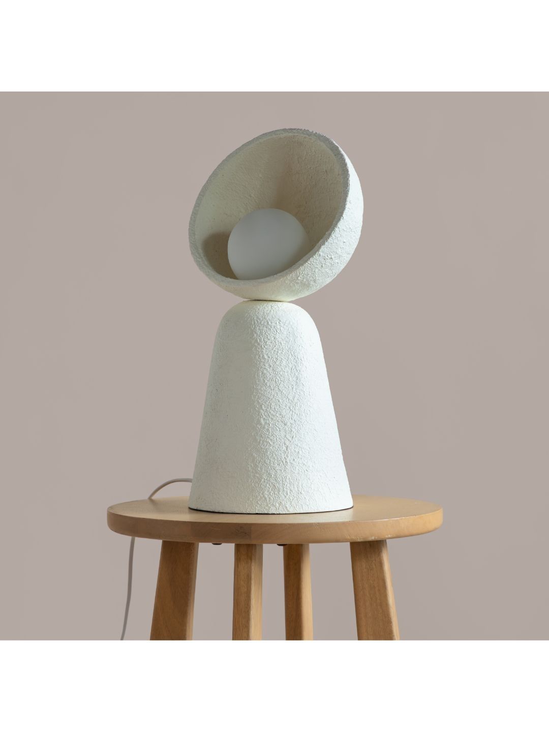 FIG White Textured Contemporary Abstract Shaped Table Lamp with Adjustable Cord and Bulb-picture-45
