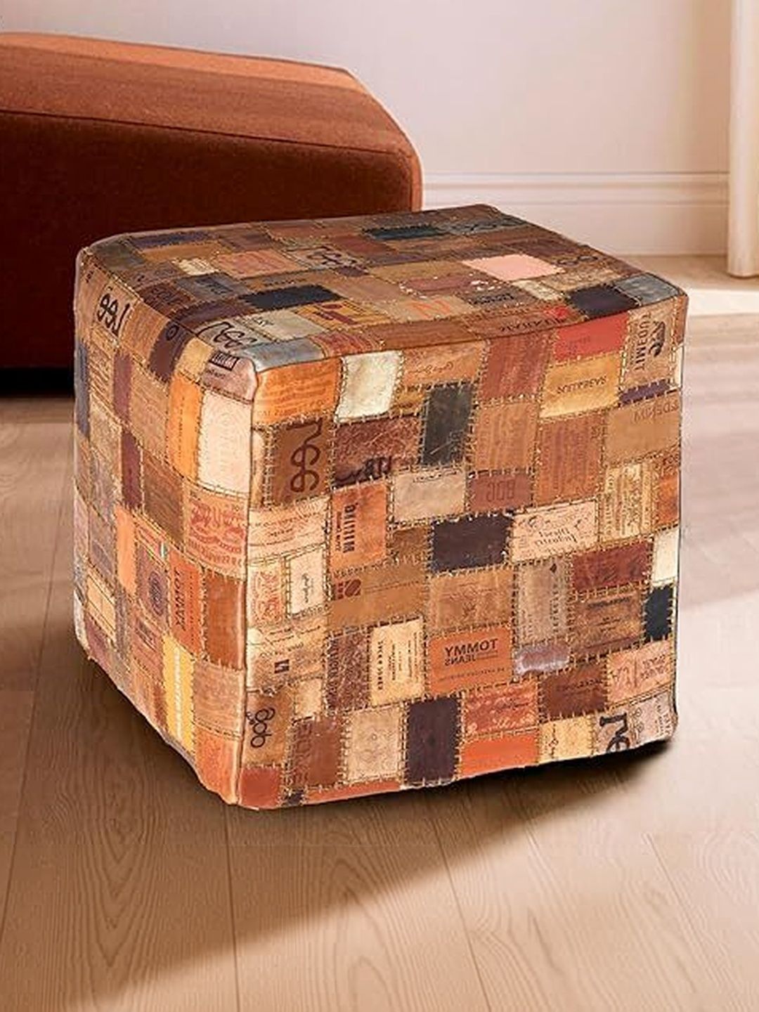 PLIVANA Brown Printed Square Ottomans-image-20