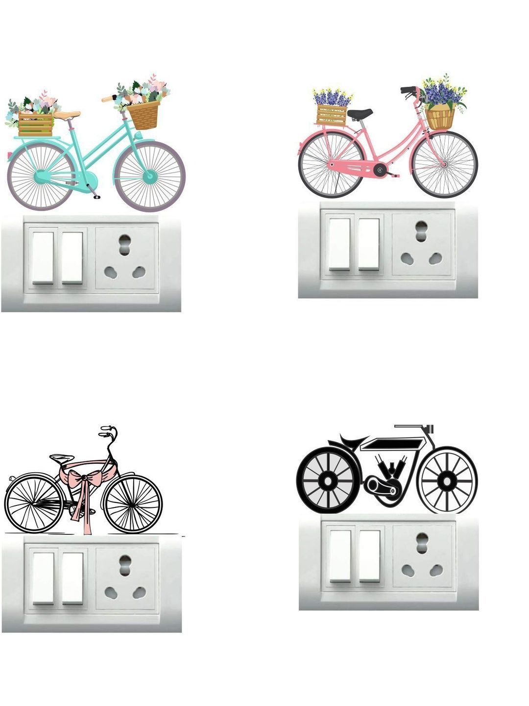 Sai Designs 4 Pcs Black & Pink Beautiful Bicycle Switch Board Stickers-picture-16
