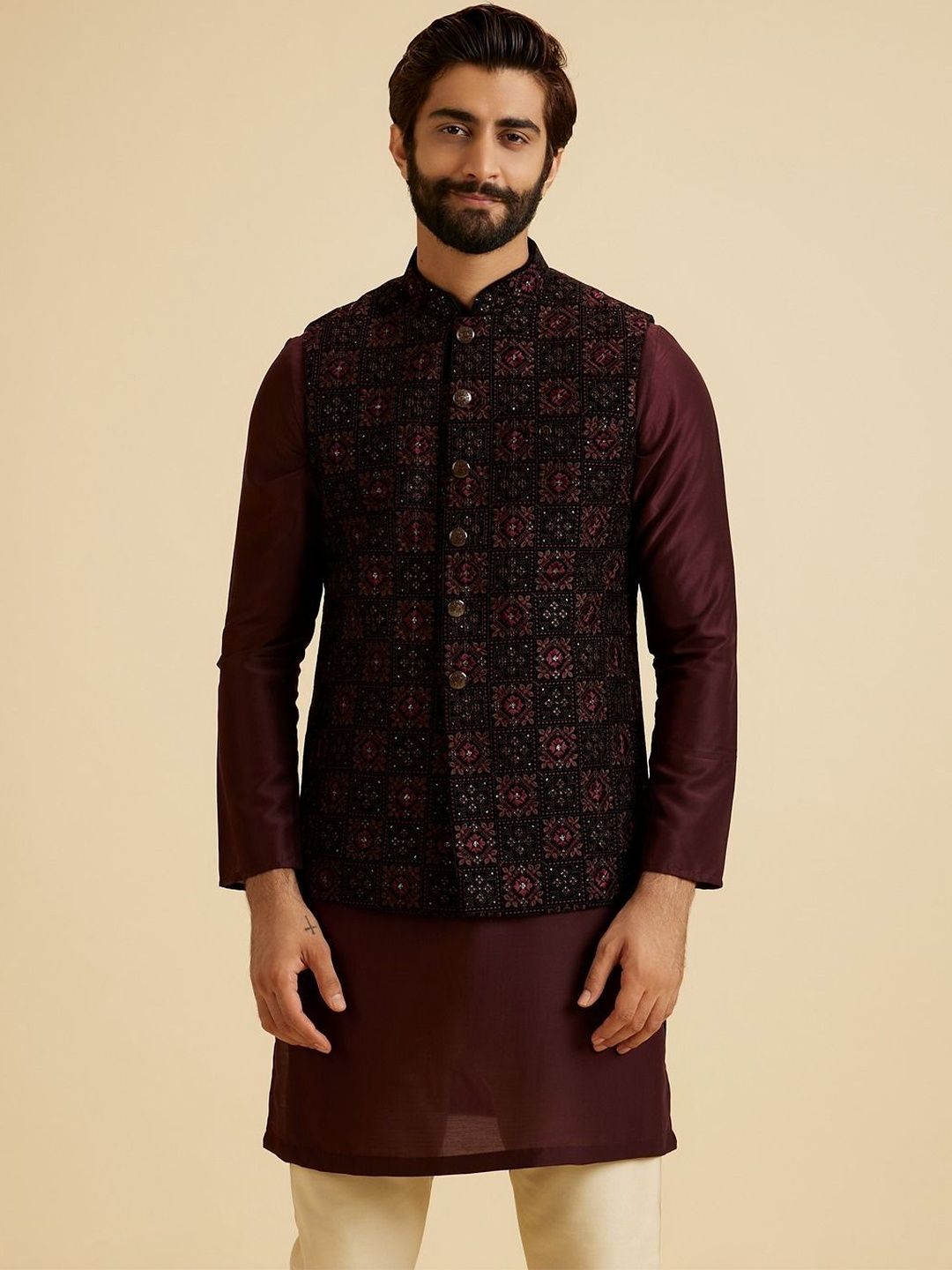 Manyavar Embroidered Nehru Jackets-picture-22