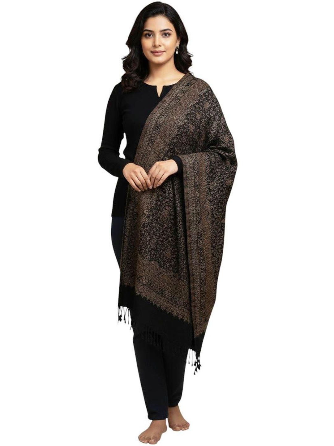 KAVIM Women Paisley Woven Design Shawl-picture-27