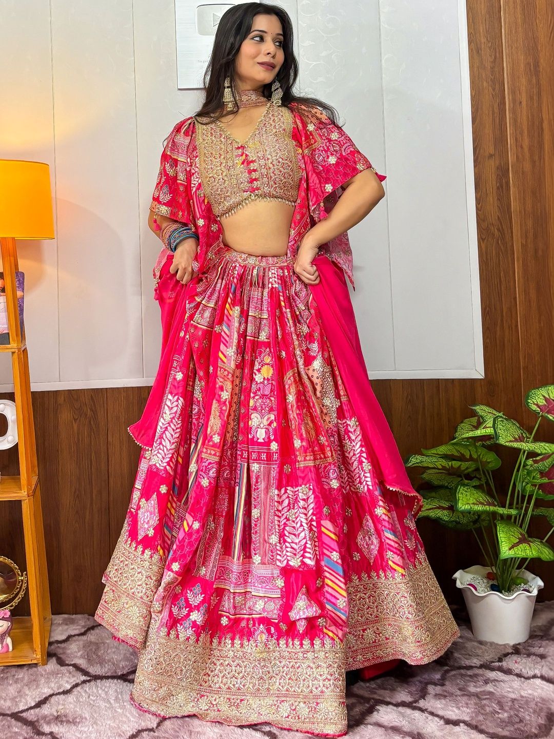 ETHNIC PLUS Embellished Semi-Stitched Lehenga & Blouse With Dupatta