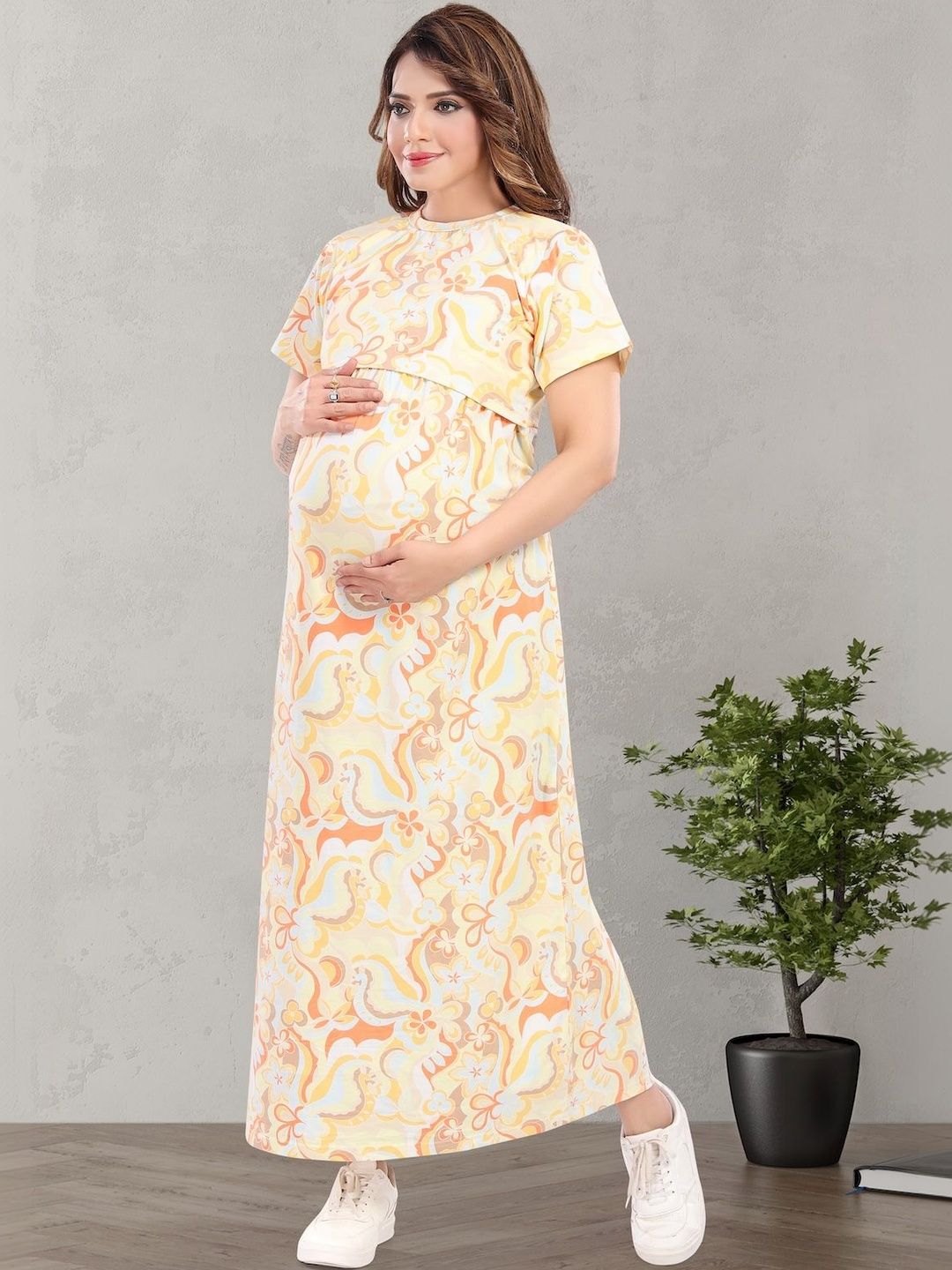 MomsBae Printed Maxi Nightdress