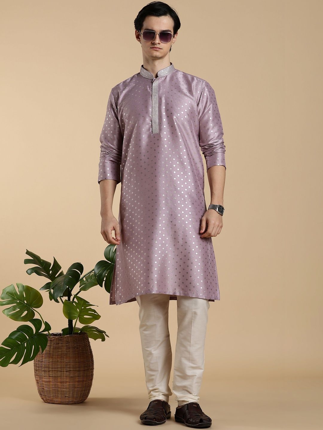 Anouk Men Geometric Printed Thread Work Floral Kurta-picture-33