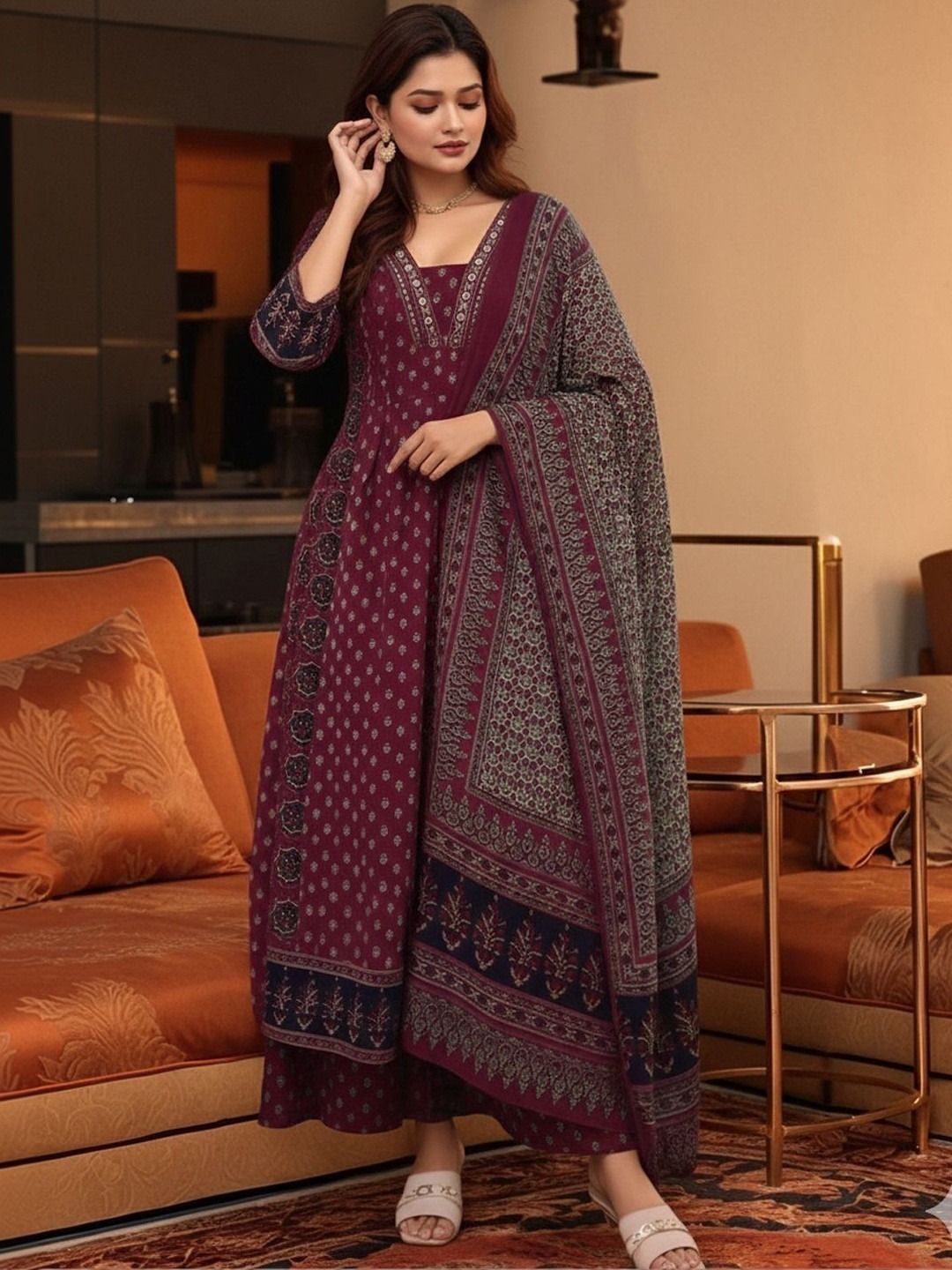 GEN Z TRENDS Women Ethnic Motifs Printed Regular Kurta with Palazzos & With Dupatta-picture-26