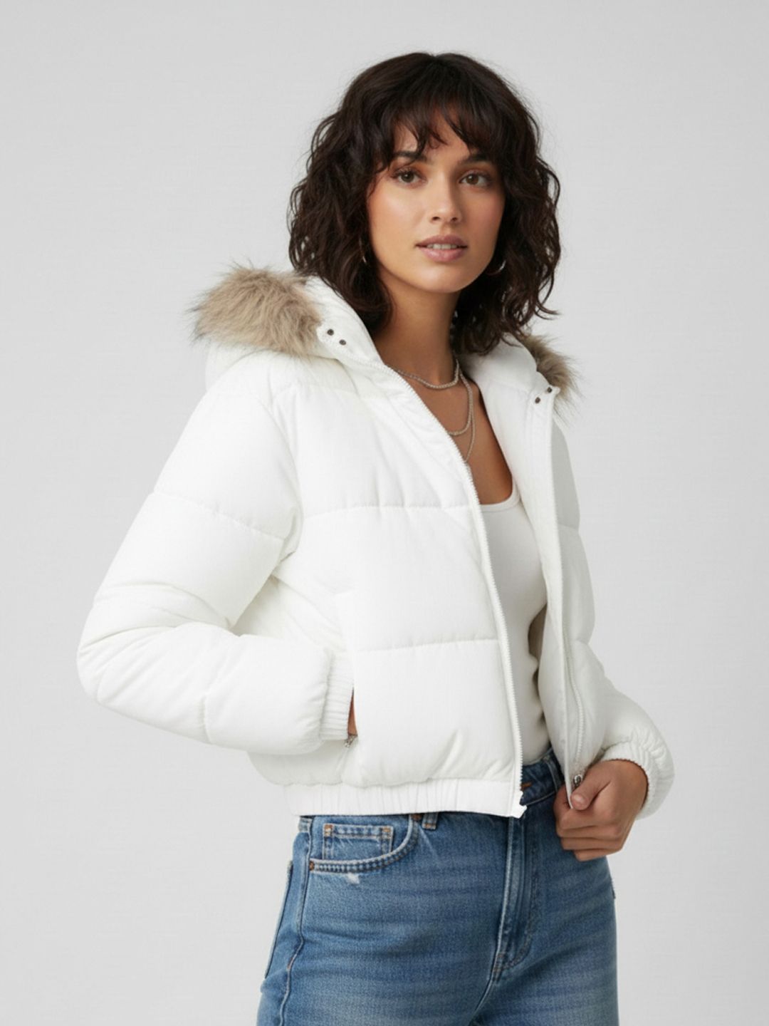 glitchez Relaxed Faux Fur Trim Hooded Crop Padded Jacket-picture-28