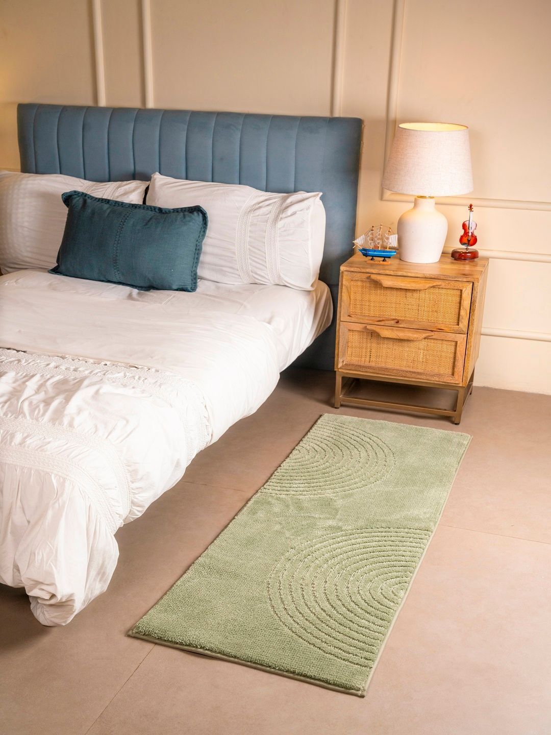 RALIA HOMES Green Self Design Anti-Skid Bedside Floor Runner-picture-56