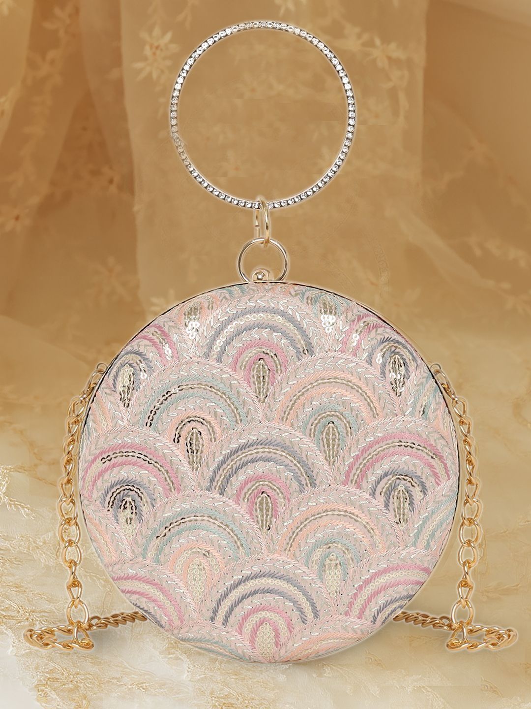 ESBEDA Aurora Embroidered Round Framed Clutch-picture-35