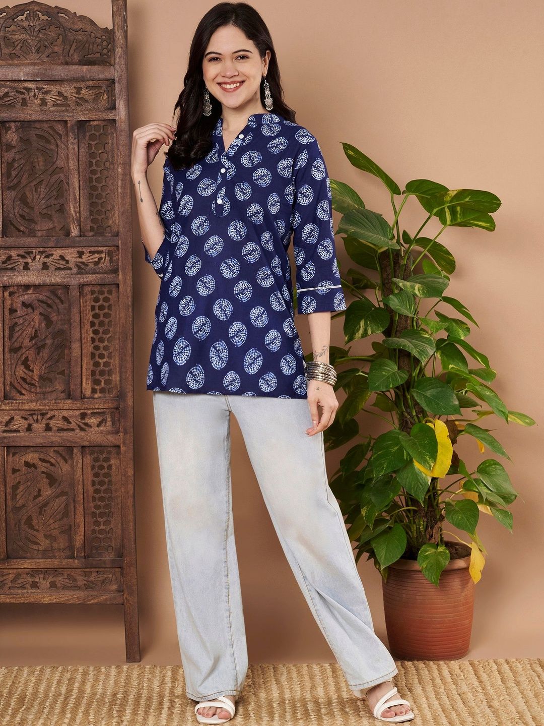HERE&NOW Ethnic Motifs Printed Pure Cotton Kurti-picture-27