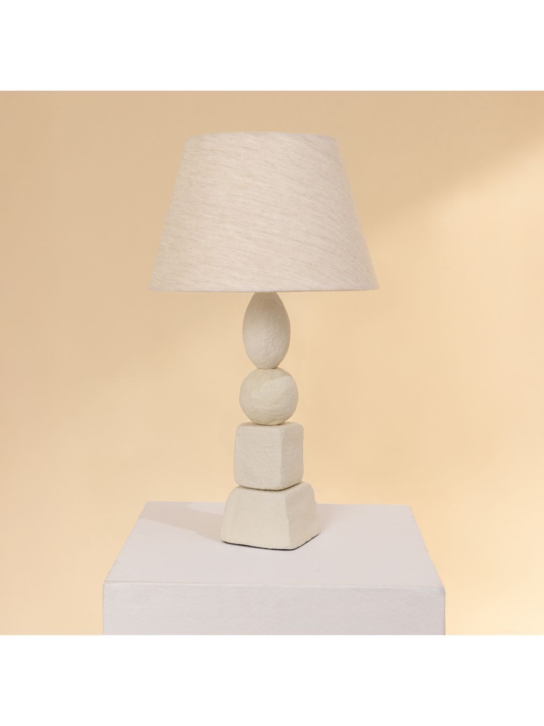 FIG White Textured Abstract Shaped Table Lamp with Adjustable Cord and Bulb-picture-36
