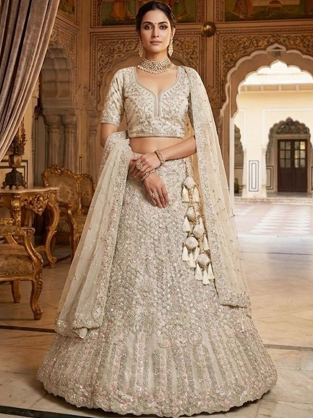 JIYANA WOMENS CHOICE Embellished Sequinned Semi-Stitched Lehenga & Unstitched Blouse With Dupatta-picture-14