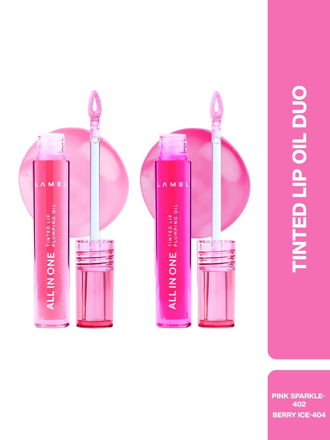 LAMEL Set Of 2 All in One Lip Tinted- 3 ml Each- Pink Sparkle 402 & Berry ice 404-image-37