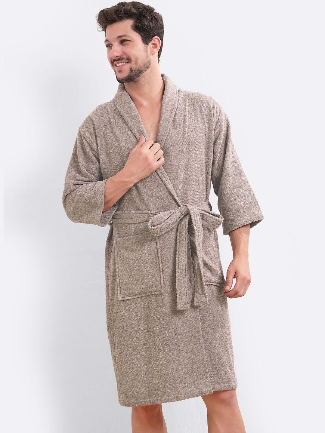 HotGown Double Terry Pure Cotton Shawl Collar Bath Robe-picture-30