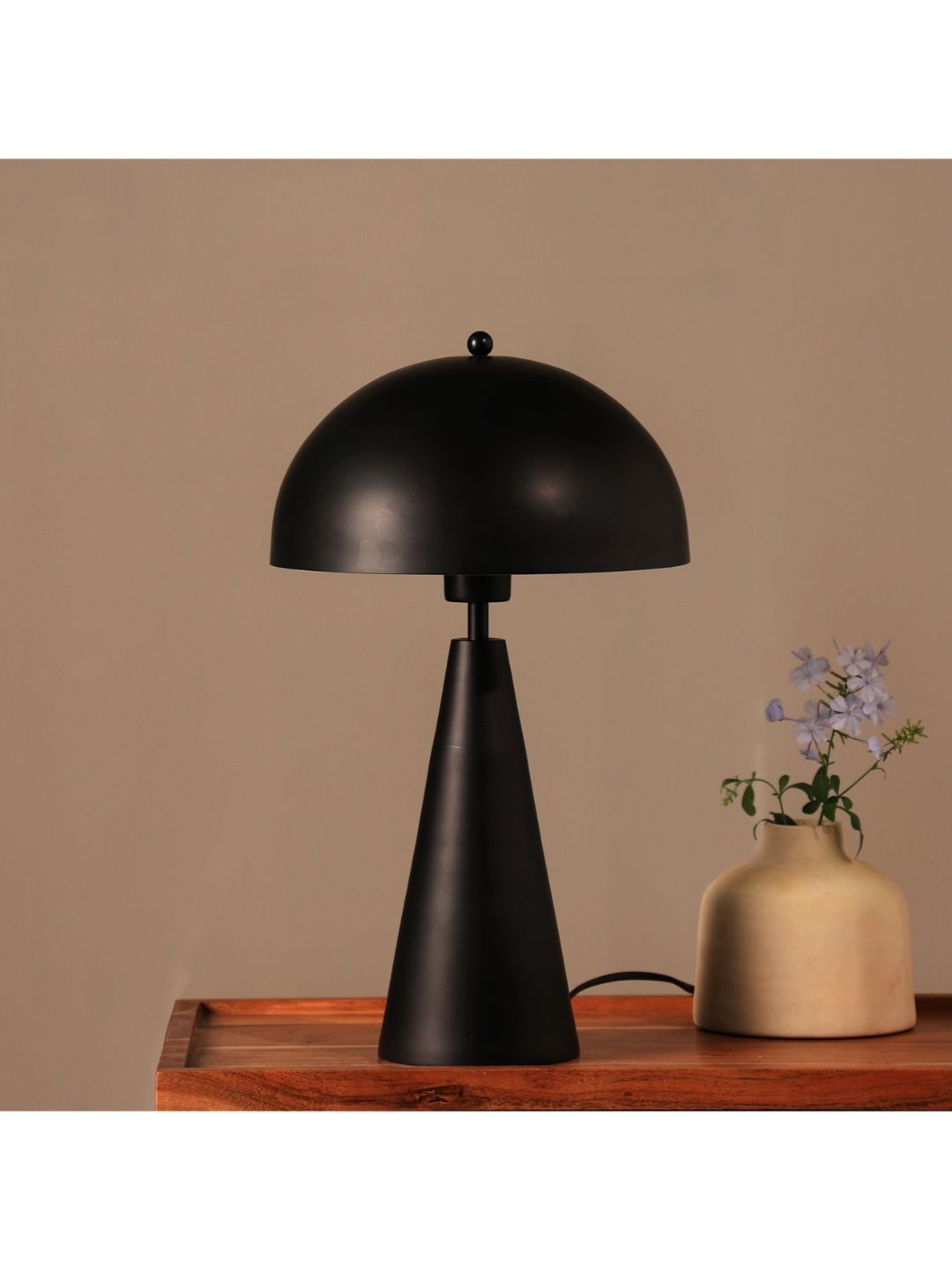 FIG Black Metal Contemporary Semi-Sphere Table Lamp with Adjustable Cord and Bulb-image-33