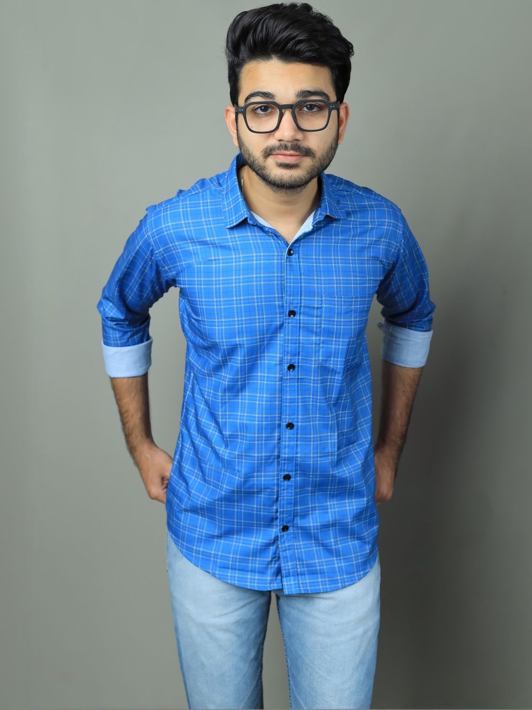 VINAYAK COTSYN KURTA PYJAMA Men Checked Casual Shirt-image-35
