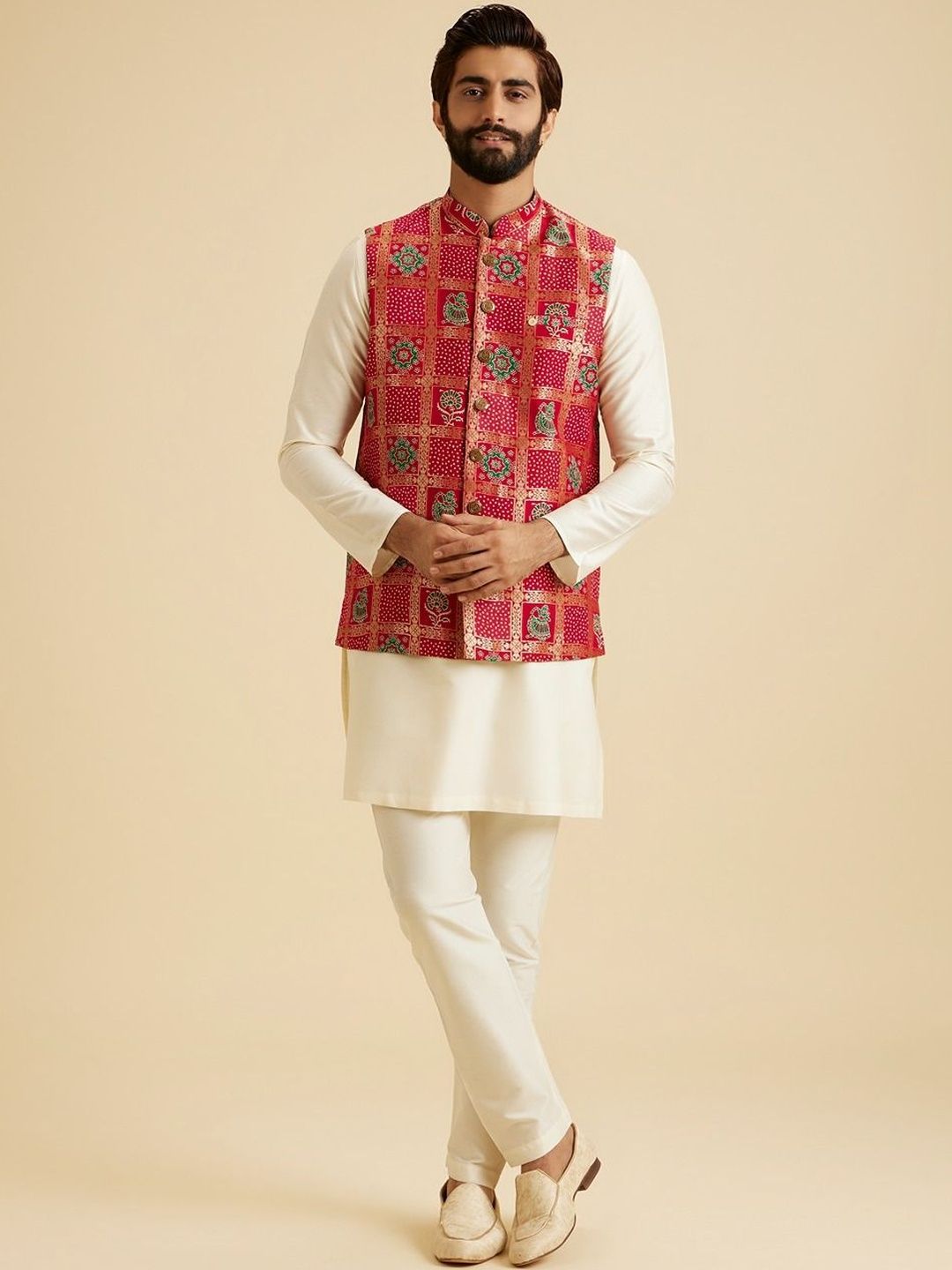 Manyavar Printed Mandarin Collar Nehru Jackets-picture-32