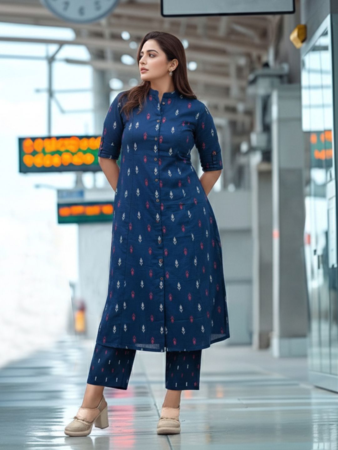 Aaghnya Women Ethnic Motifs Printed Regular Kurta with Palazzos-picture-23