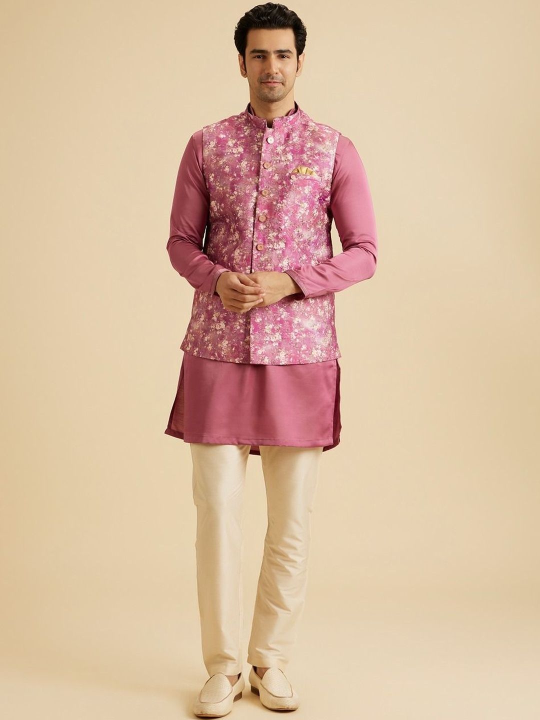 Manyavar Printed Mandarin Collar Nehru Jackets-picture-55