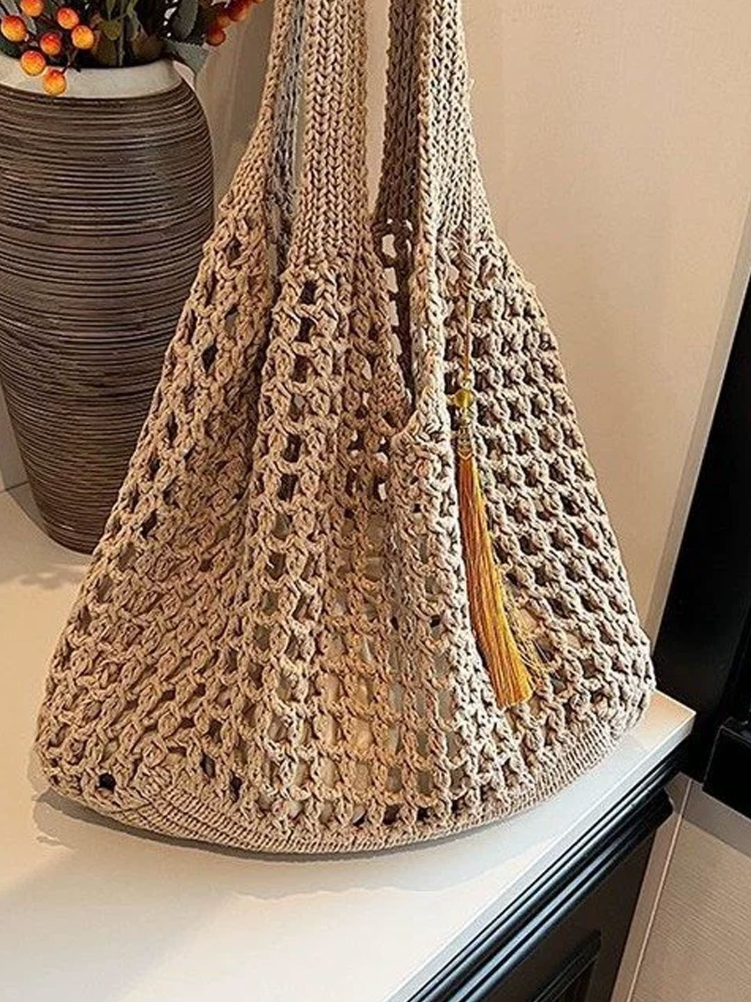 StyleCast PU Shopper Tote Bag with Cut Work-picture-12