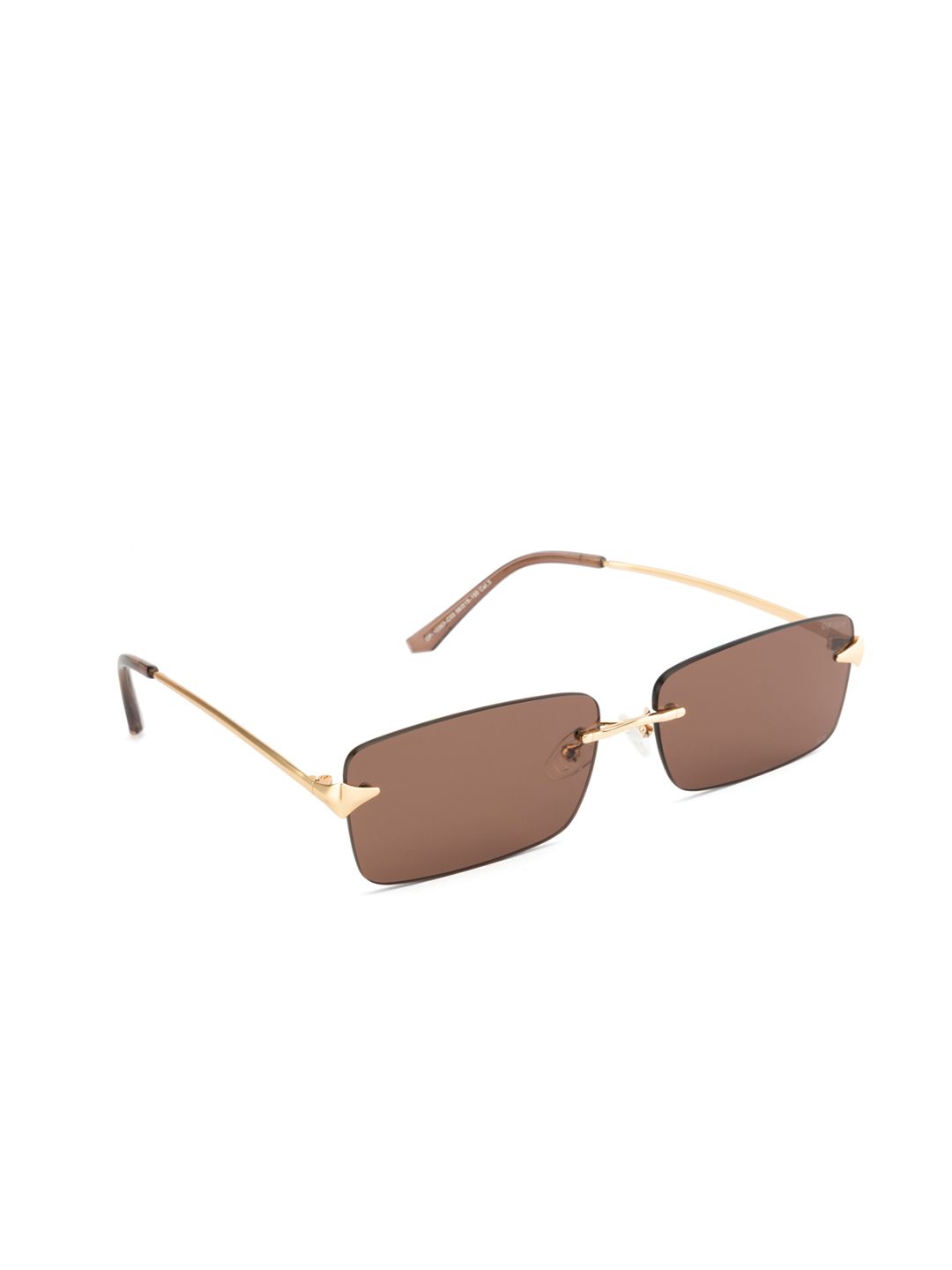 OPIUM Unisex Red Lens & Gold-Toned Rectangle Sunglasses with-image-8