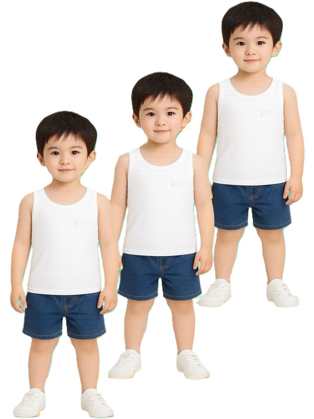 TINY HANDS Boys Pack Of 3 Cotton Round Neck Sleeveless Tank Innerwear Vests-picture-47