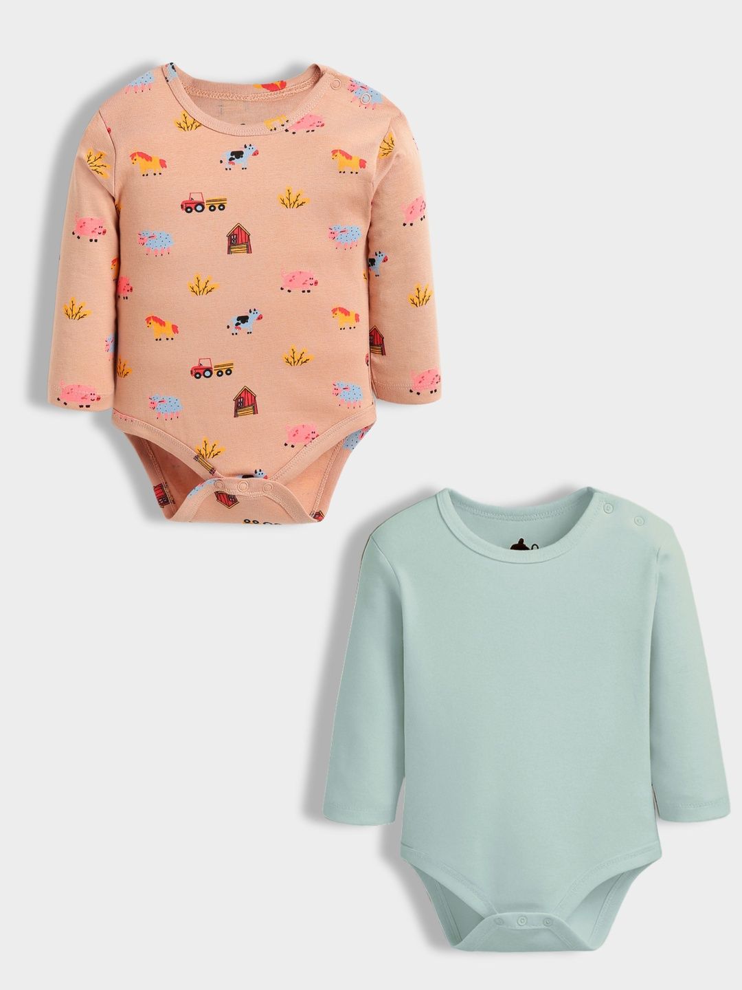 Orange Sugar Infants Pack Of 2 Cotton Bodysuits-picture-24