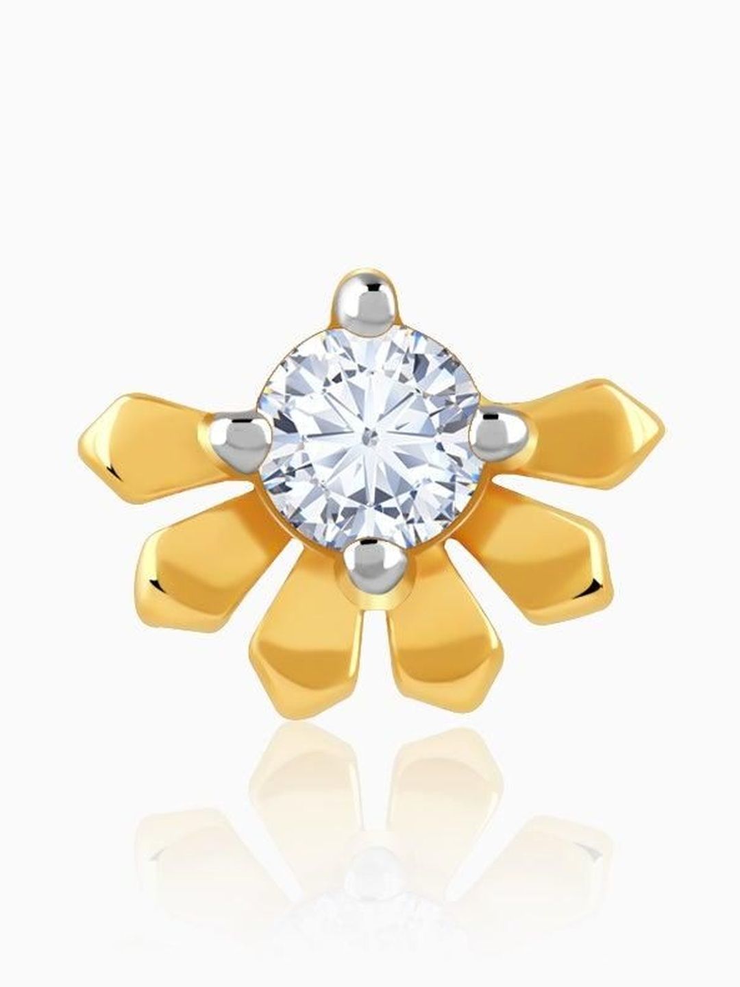 GIVA 14KT Gold Solaris Bloom Lab Grown Diamond Nose Pin - 0.46 g-image-49