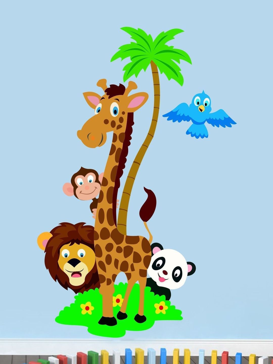 Sai Designs Green & Brown Zoo Animal Printed Self-Adhesive Wall Stickers-picture-41