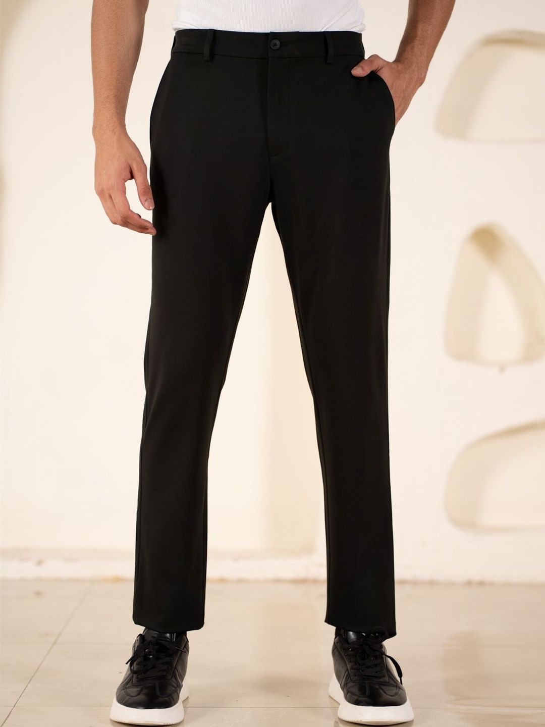 The Pant Project Men Smart Straight Fit Wrinkle Free Trousers-picture-12