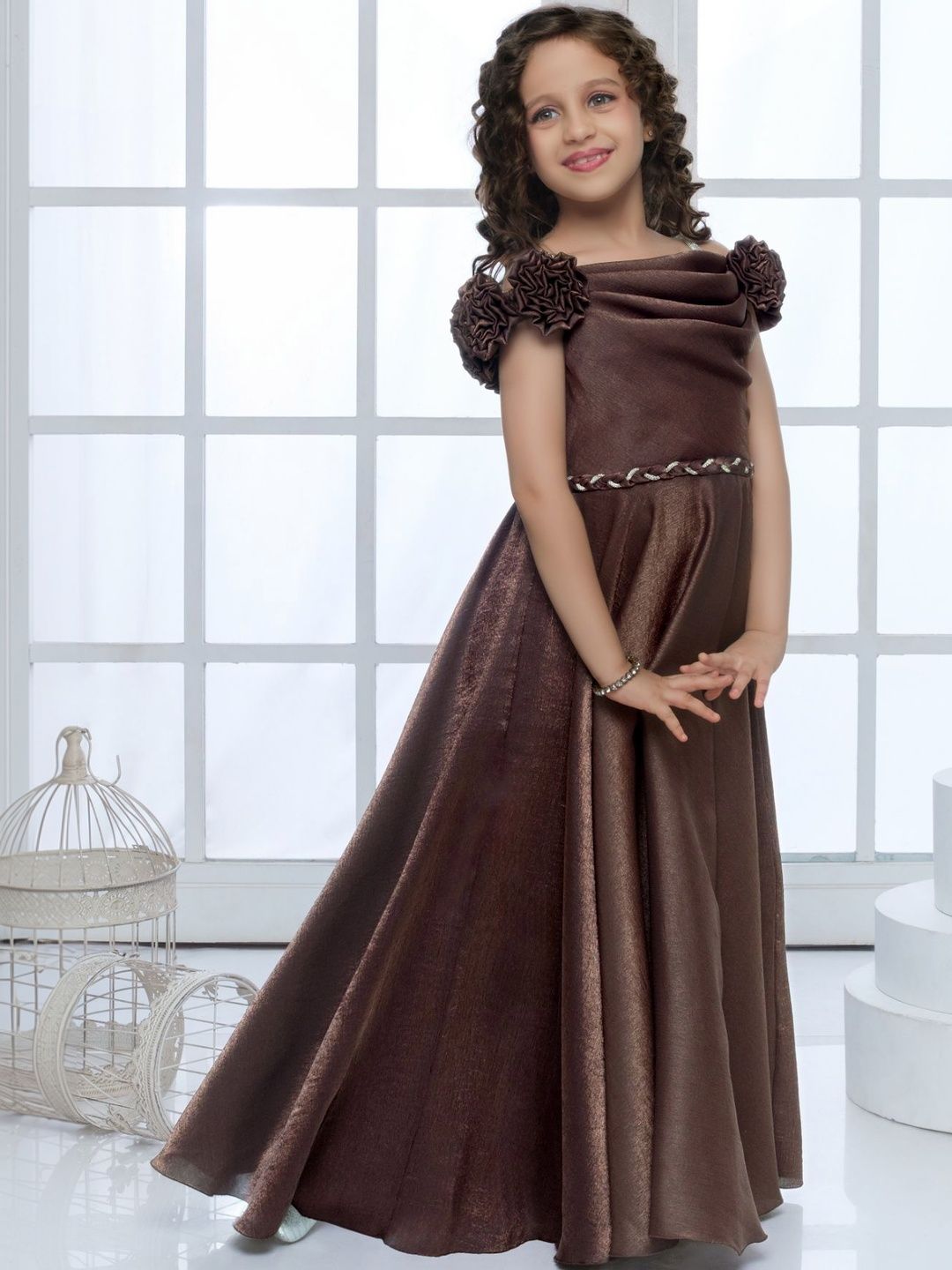 Lagorii Off-Shoulder Applique Crepe Maxi Dress-picture-45