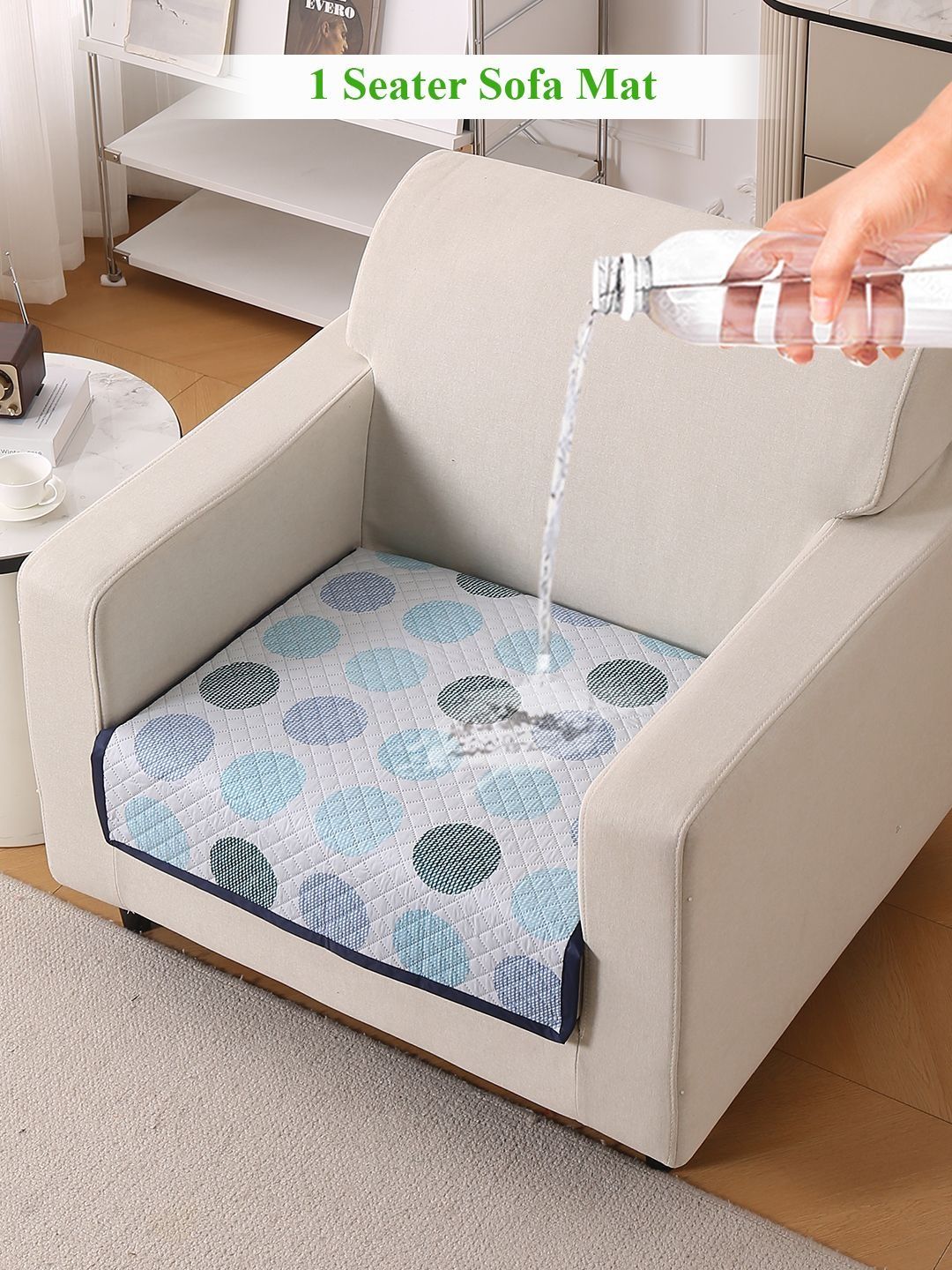 HOKIPO Blue & White Printed Polyester 1 Piece Sofa Cover-picture-19