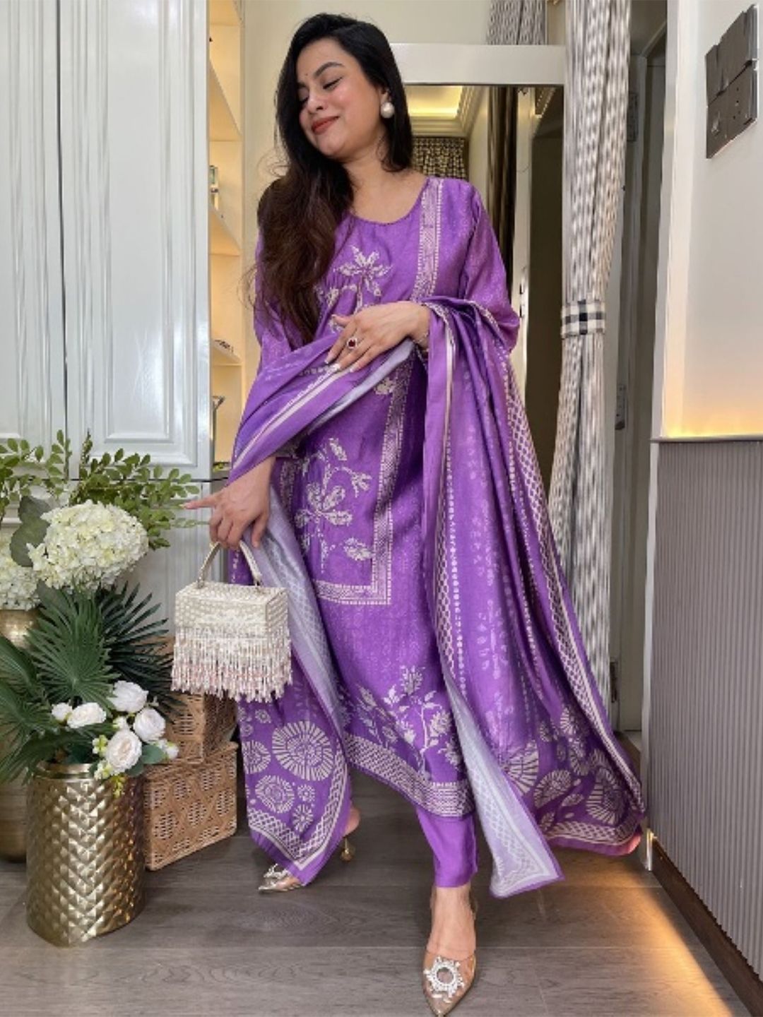 Brand Hill Women Ethnic Motifs Printed Regular Kurta with Trousers & With Dupatta-picture-37