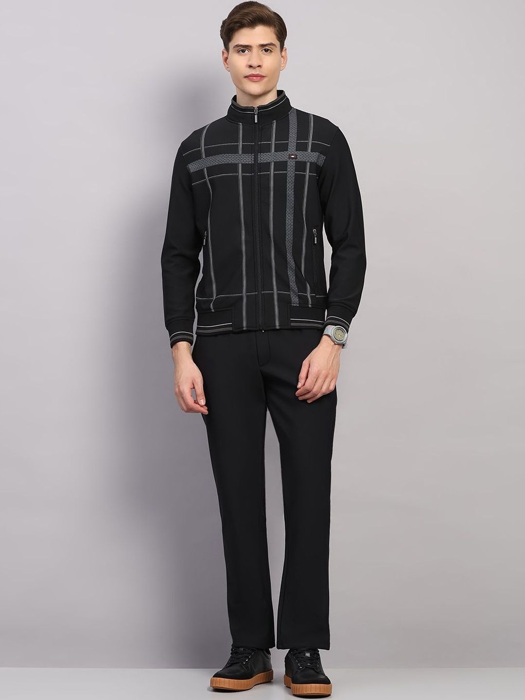 Monte Carlo Men Checked Mock Collar Tracksuit-picture-16