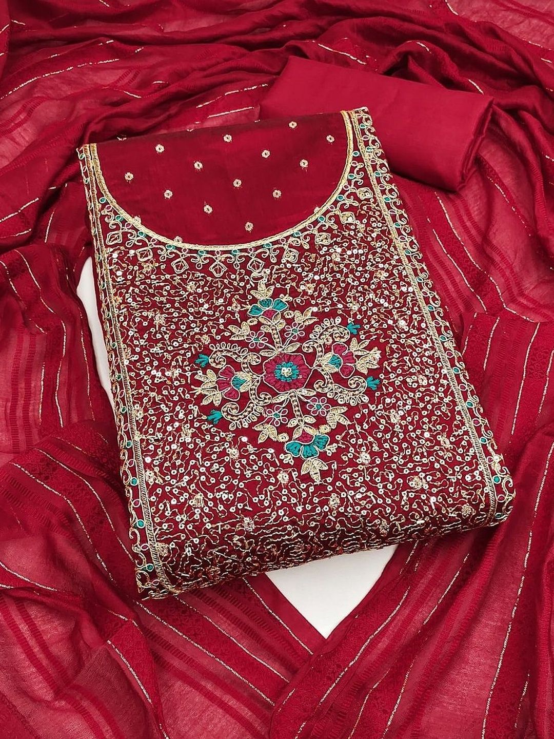 VARNI FABRICS Embroidered Unstitched Dress Material-picture-22