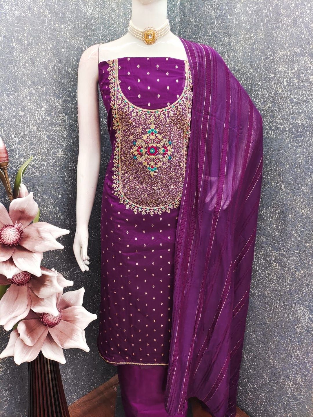 VARNI FABRICS Embroidered Unstitched Dress Material-picture-20