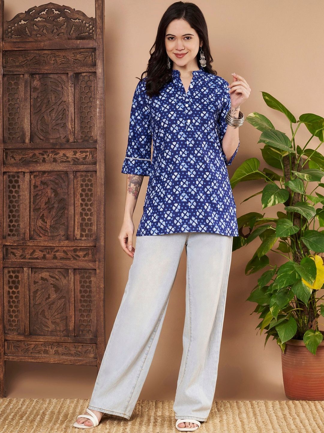 HERE&NOW Ethnic Motifs Printed Pure Cotton Kurti-picture-28