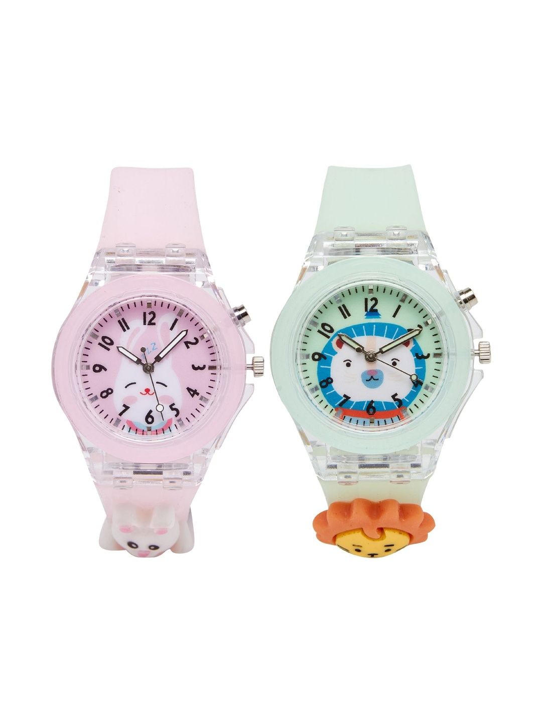 KIDSUN Unisex Kids Printed Dial & Straps Analogue Multi Function Watch 718&752_COMBO_PINK_GREEN-picture-43