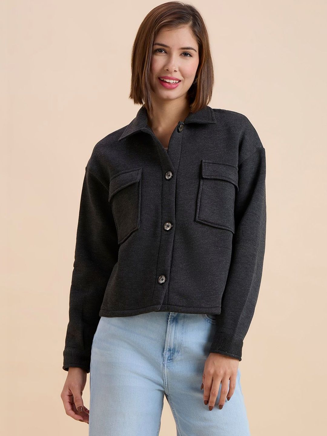 Style Quotient Women Fleece Lightweight Woven Jacket-picture-10
