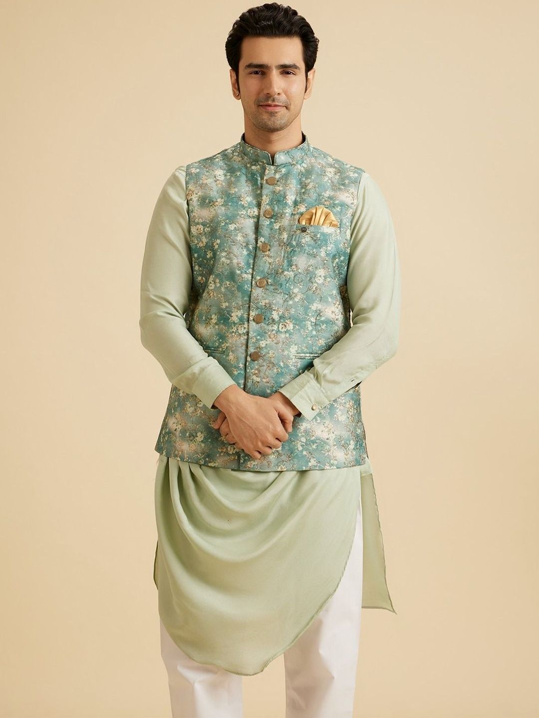 Manyavar Printed Mandarin Collar Nehru Jackets-picture-46