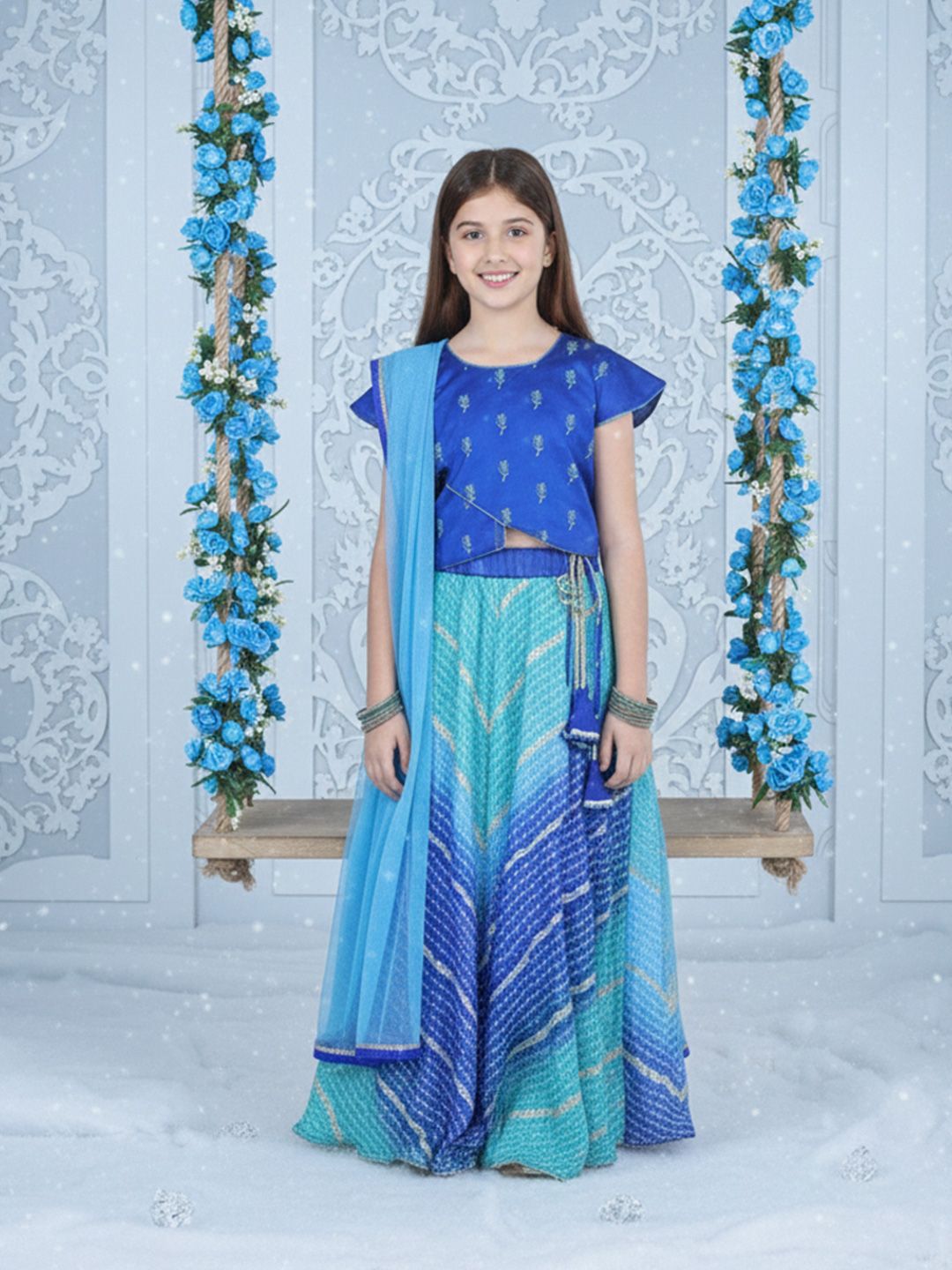 Sangria Girls Printed Cotton Round Neck Flared Lehenga Choli-picture-28