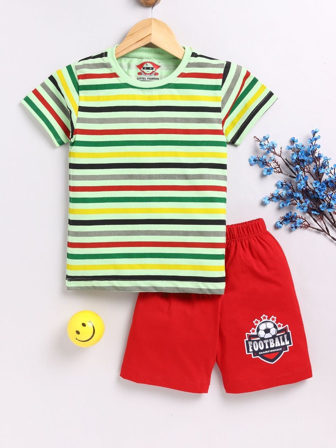 LITTLE FIGHTER Boys Striped T-shirt with Shorts-picture-14