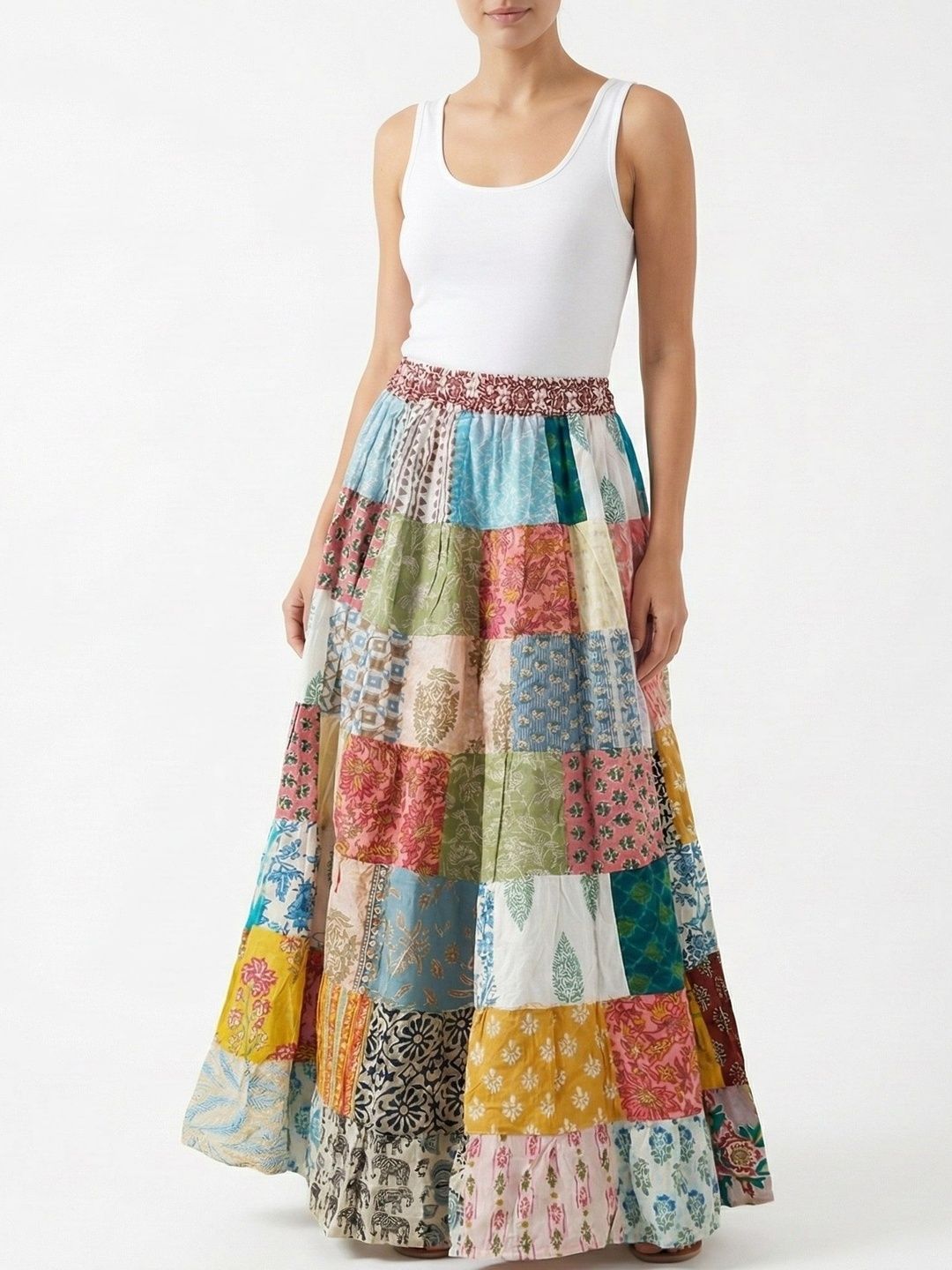 URBAN KANYA Colourblocked Maxi Flared Skirt-picture-16
