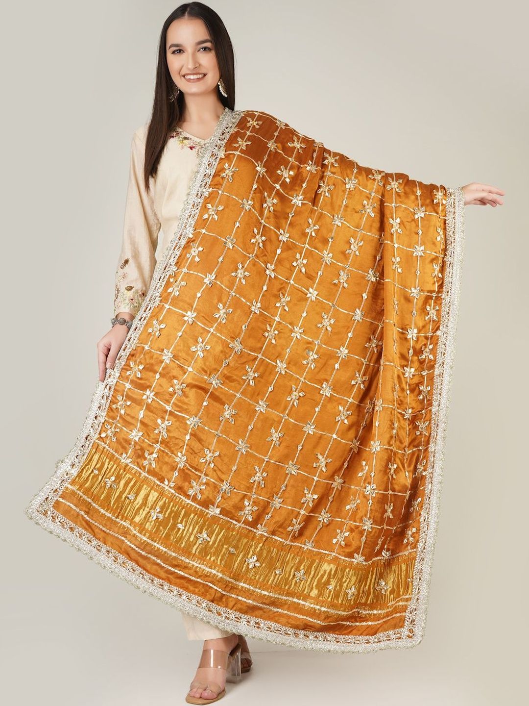 A R SILK DUPATTA HUB Ethnic Motifs Embroidered Dupatta with Gotta Patti-picture-41
